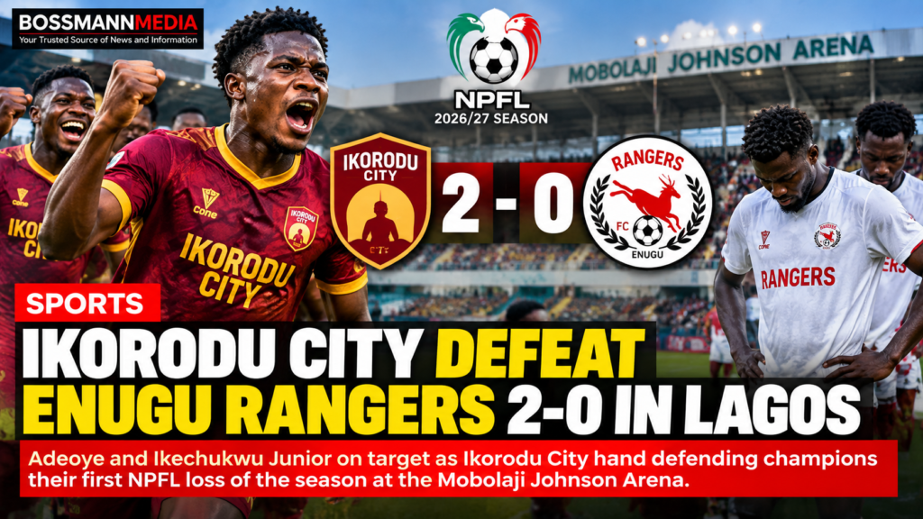 Ikorodu city defeat Enugu Rangers 2 - 0 in Lagos